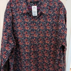 Synergy Men's Floral Dress Shirt - Red and Blue